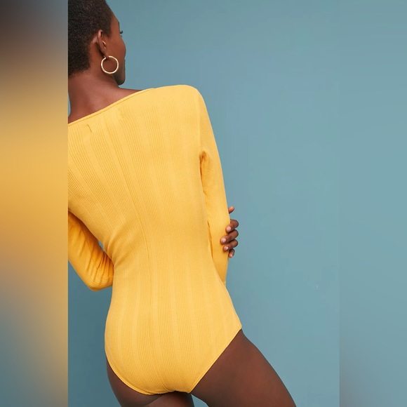 NWT Mara Hoffman Kaia Yellow Large V-Neck Bodysuit - Picture 2 of 6